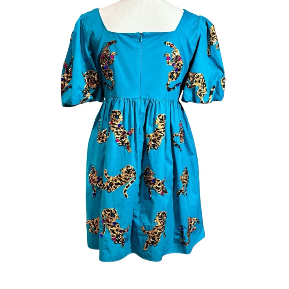 QUEEN OF SPARKLES - SIZE MED - THE LEAPIN’ LEOPARD BABYDOLL DRESS - EXC COND B20 - Picture 3 of 13